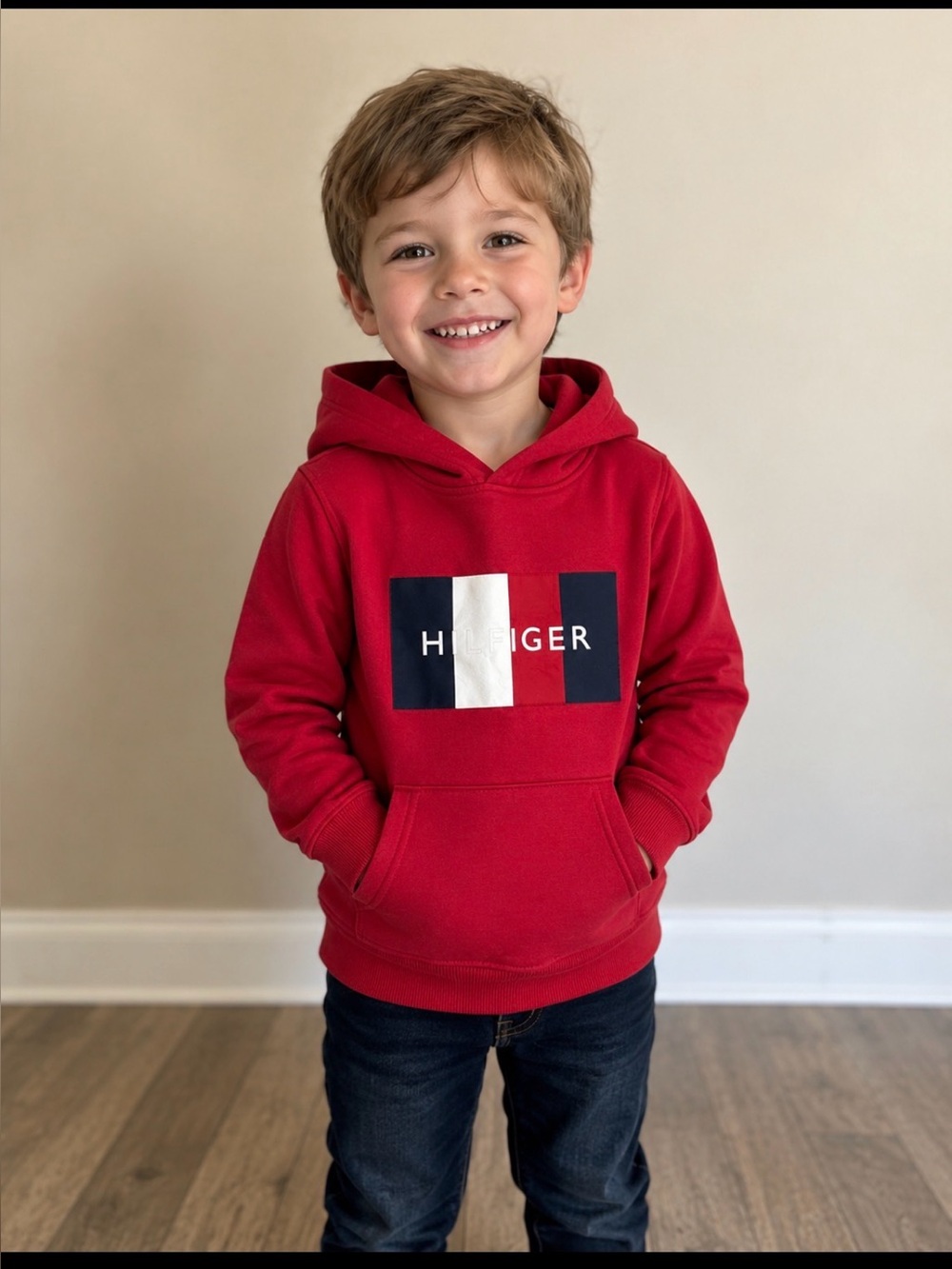 5T - Tommy Hilfiger Bold Red Hoodie for kids